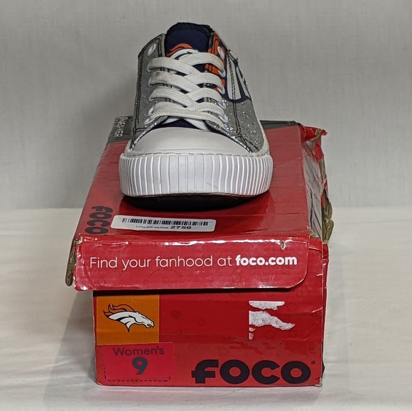 NEW Foco Womens NFL Denver Broncos Canvas Glitter Sneaker Sz 9 - Picture 5 of 5